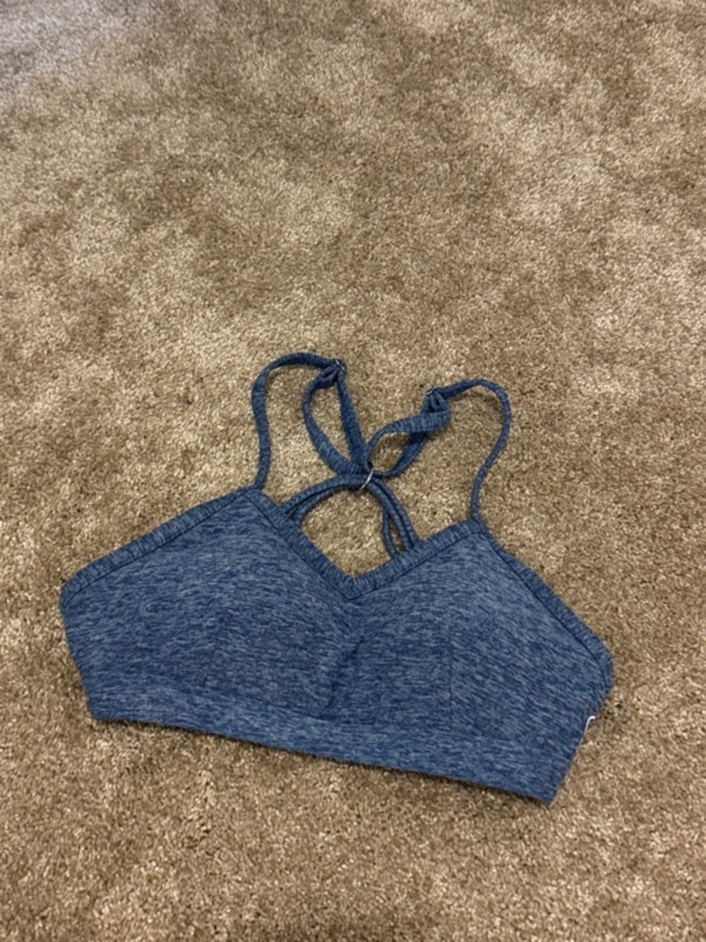 Bombshell Sportswear Blue Heathered Bralette with Strappy Back